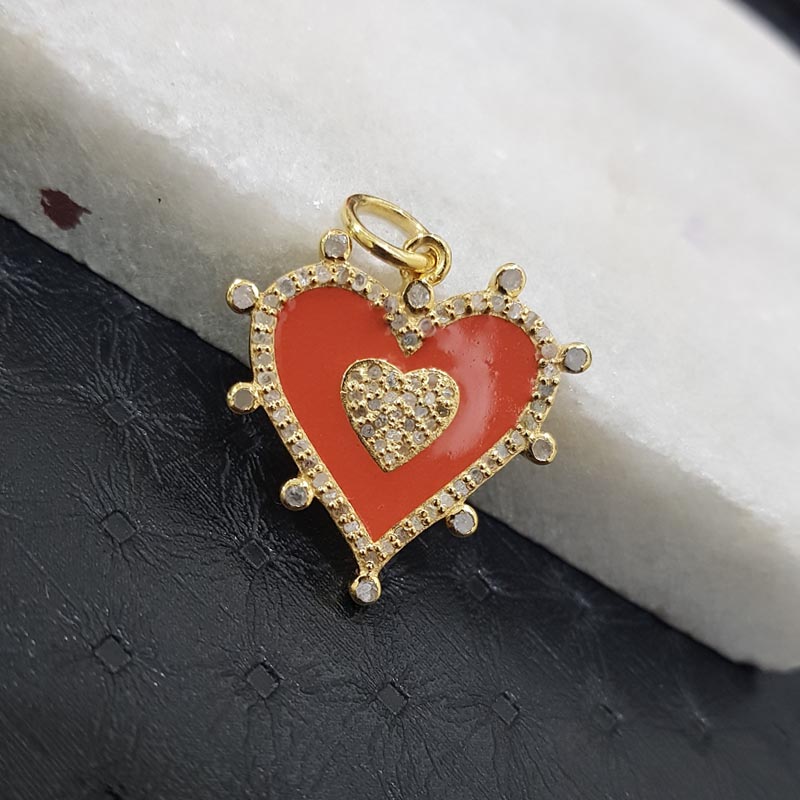 Beautiful Designed Heart Pendant With Pave Diamond