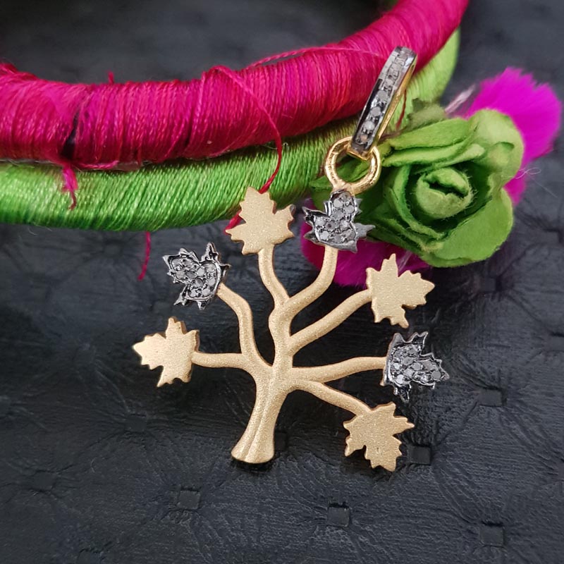 Glamorous Designer Handmade Beautiful Tree Pendant With Pave Diamond