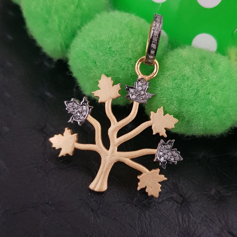 Glamorous Designer Handmade Beautiful Tree Pendant With Pave Diamond