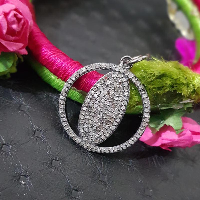 Unique Designer Handmade Round Style Pendant With Pave Diamond