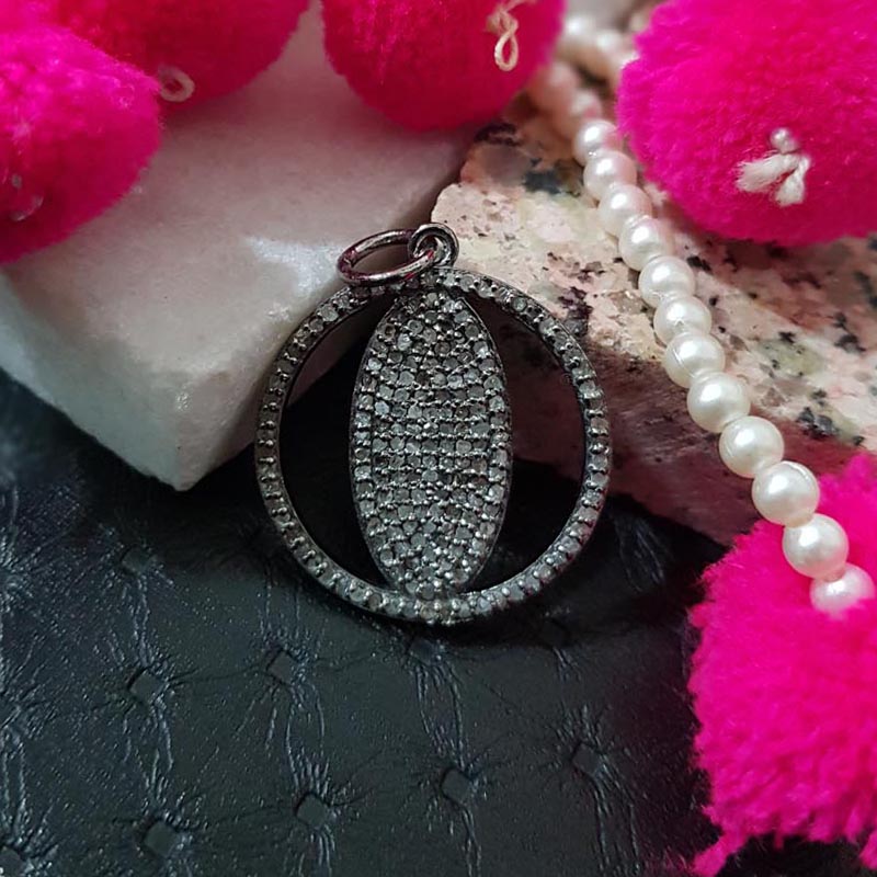 Unique Designer Handmade Round Style Pendant With Pave Diamond