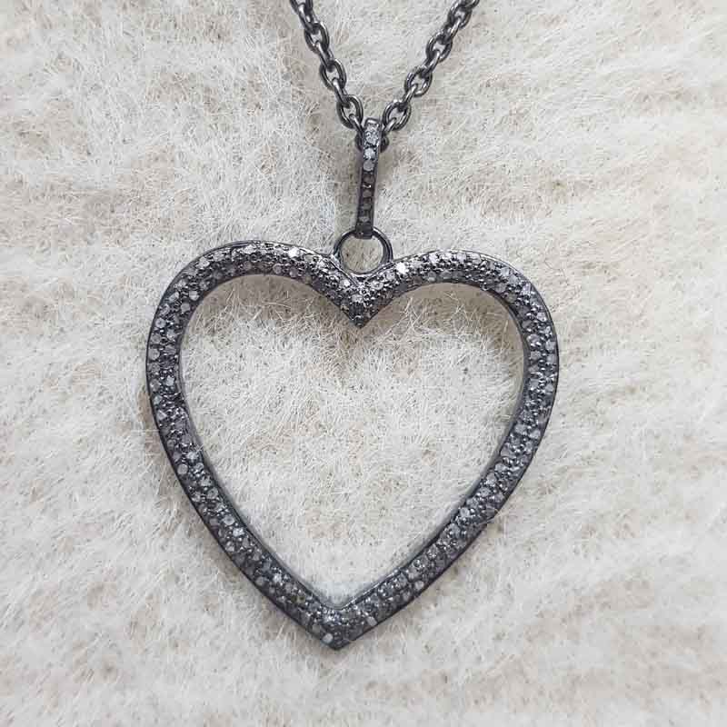 Open Heart Designer pave Diamond Pendent