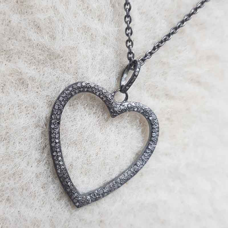 Open Heart Designer pave Diamond Pendent