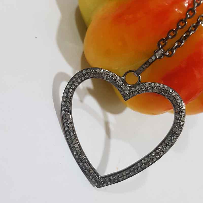 Open Heart Designer pave Diamond Pendent