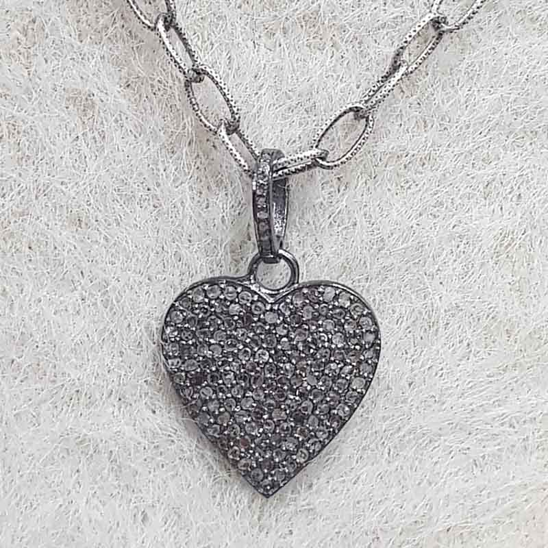 Beautiful Small Heart Pendent With Pave Diamond Layers