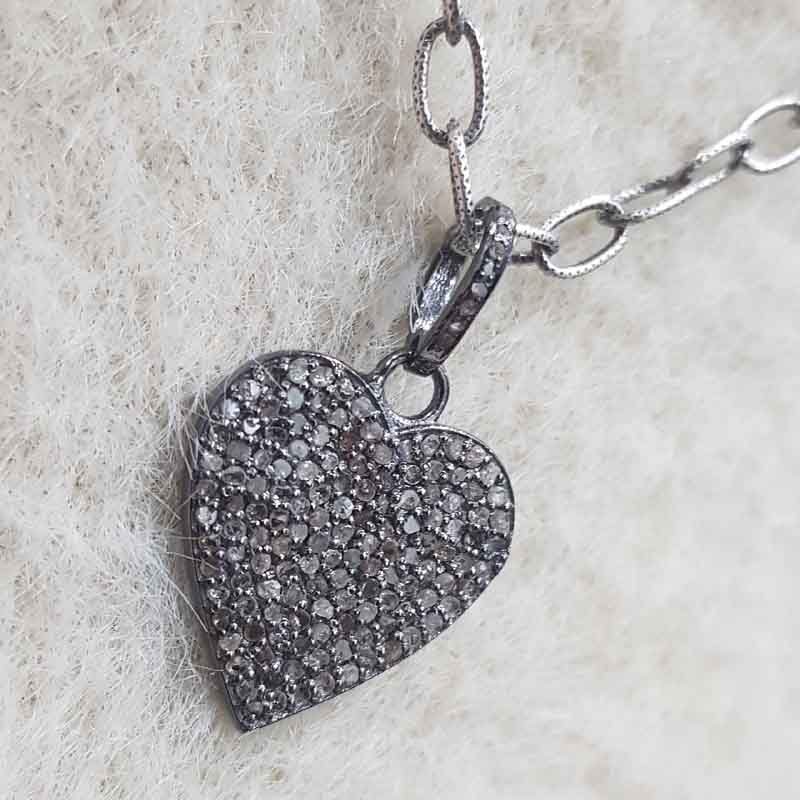 Beautiful Small Heart Pendent With Pave Diamond Layers