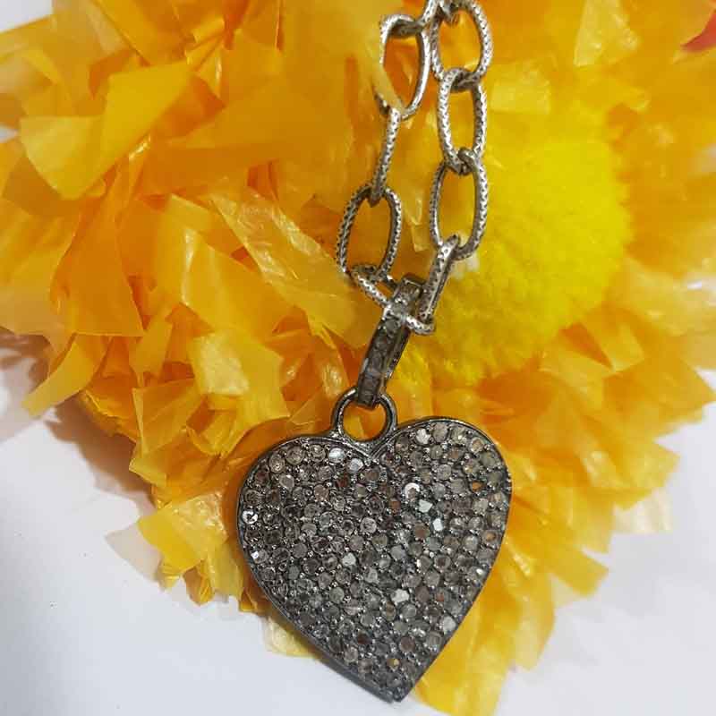 Beautiful Small Heart Pendent With Pave Diamond Layers