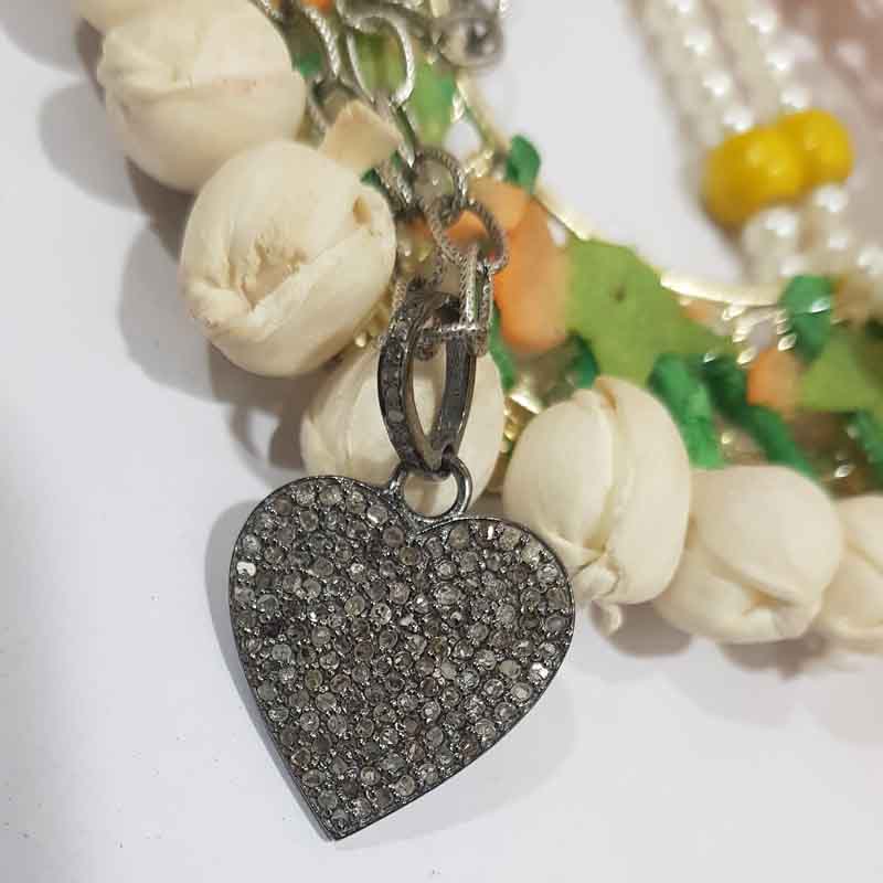 Beautiful Small Heart Pendent With Pave Diamond Layers