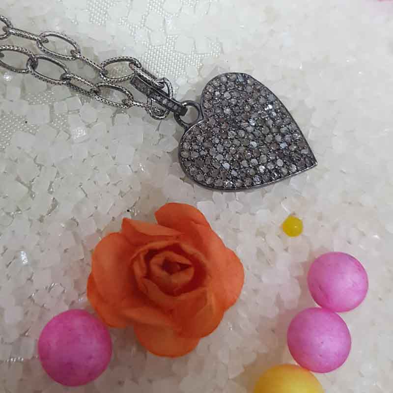 Beautiful Small Heart Pendent With Pave Diamond Layers