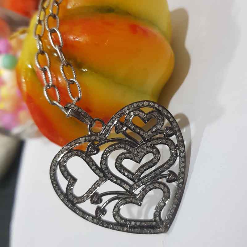 Stylish Pave Diamond Fancy Designer Heart Pendent