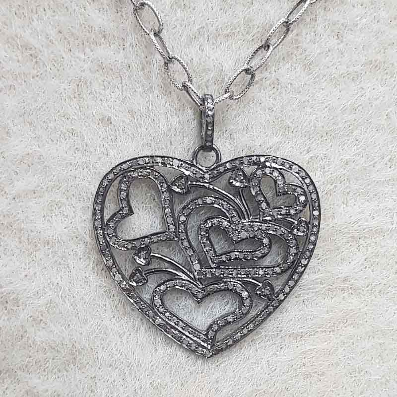 Stylish Pave Diamond Fancy Designer Heart Pendent