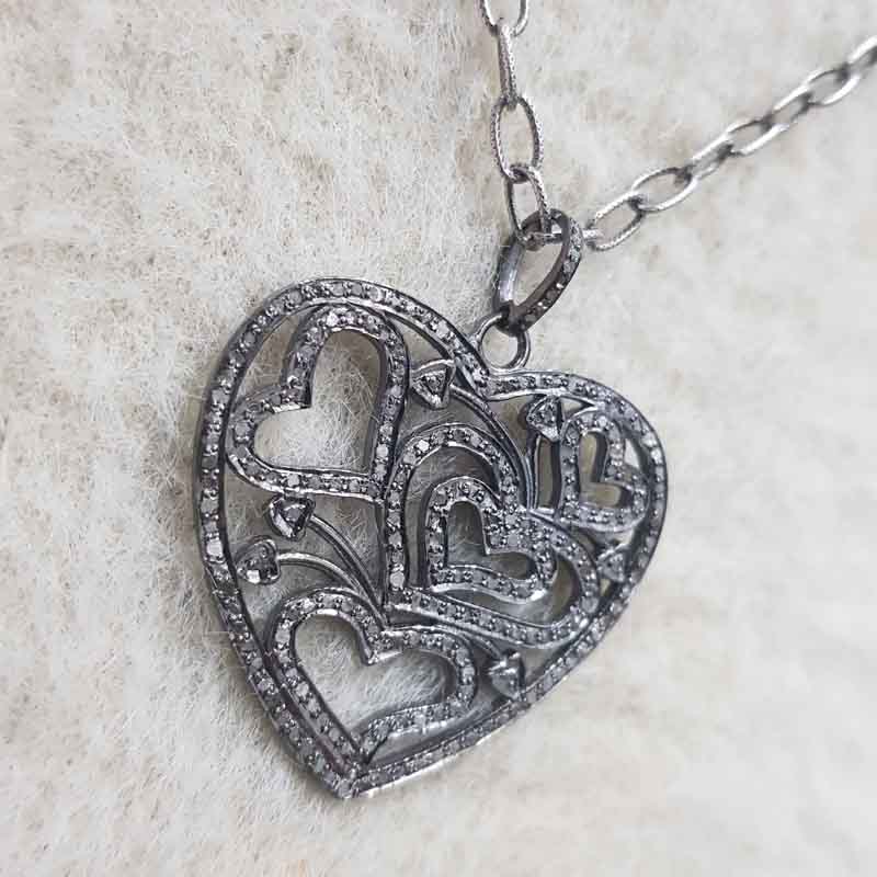 Stylish Pave Diamond Fancy Designer Heart Pendent