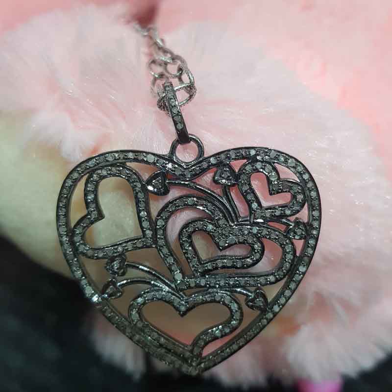 Stylish Pave Diamond Fancy Designer Heart Pendent