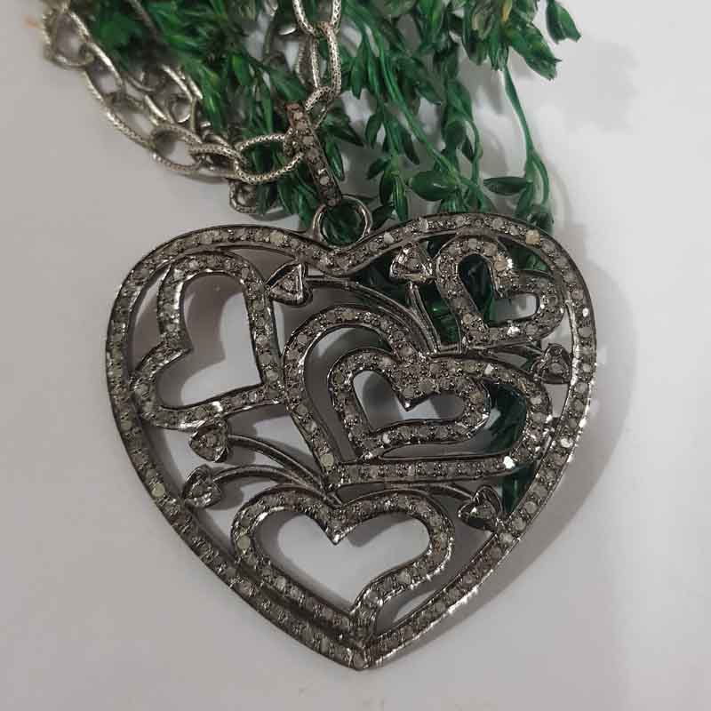 Stylish Pave Diamond Fancy Designer Heart Pendent