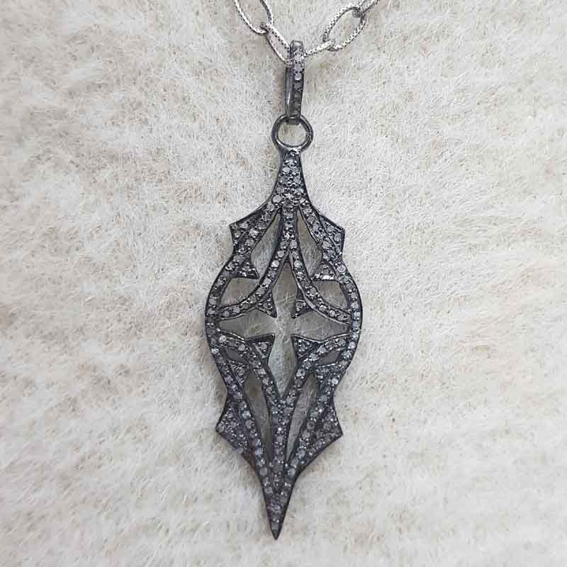 Arrowhead Black Fancy Designer Pave Diamond Pendent