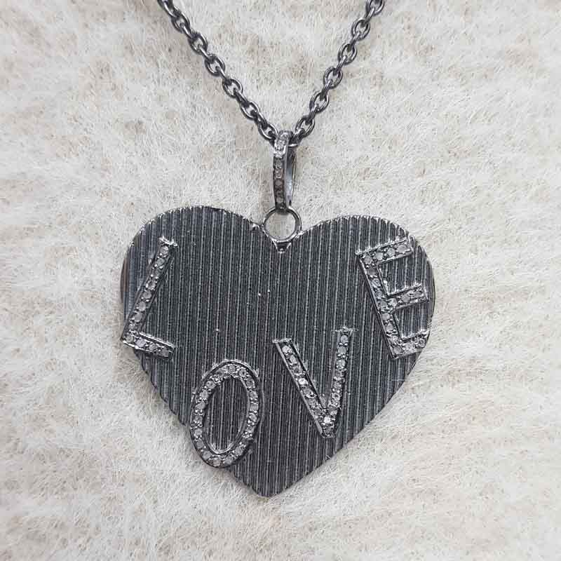 Heart Style Pave Diamond Handmade Love Designer Pendent