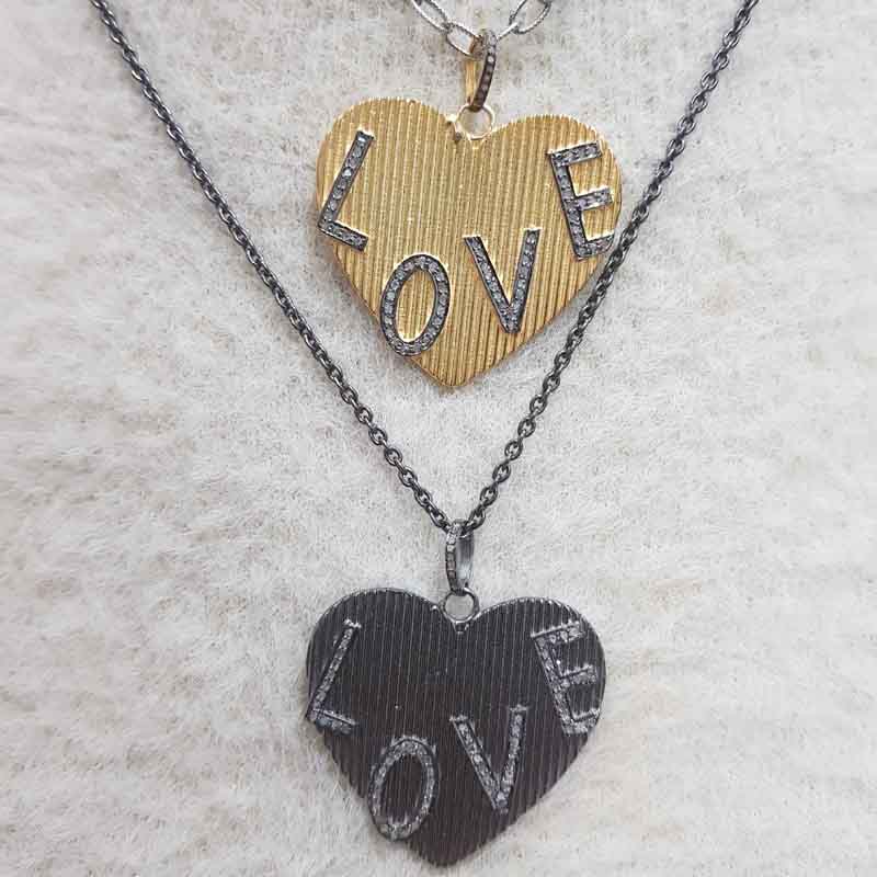 Heart Style Pave Diamond Handmade Love Designer Pendent