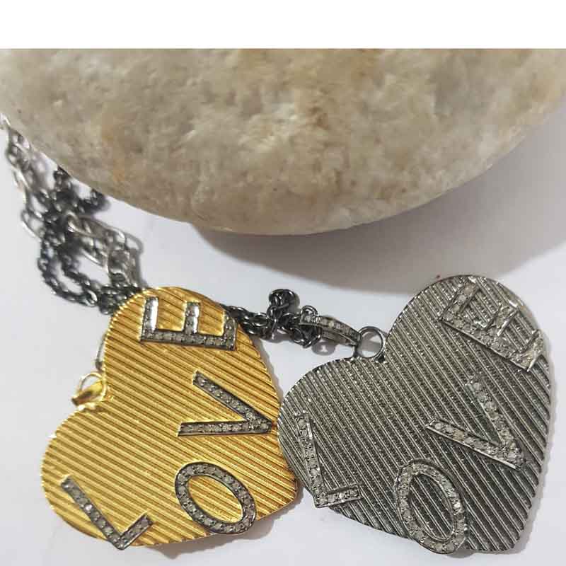 Heart Style Pave Diamond Handmade Love Designer Pendent