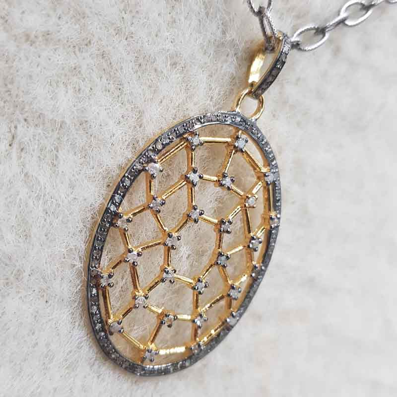 Oval Shaped Fancy Designer Pave Diamond Pendent