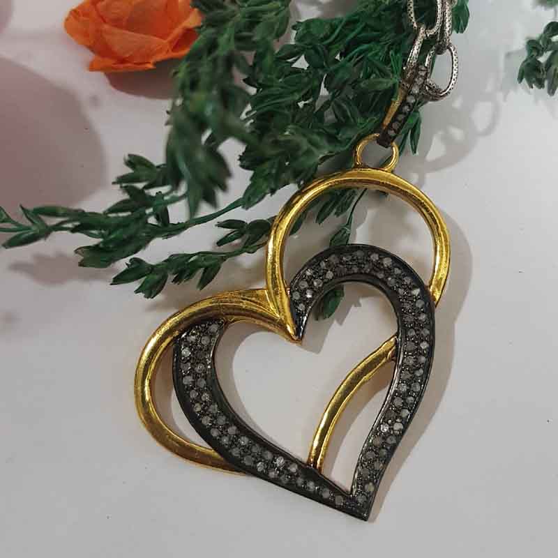 Gorgeous Joined Heart Designer Pendent With Pave Layers