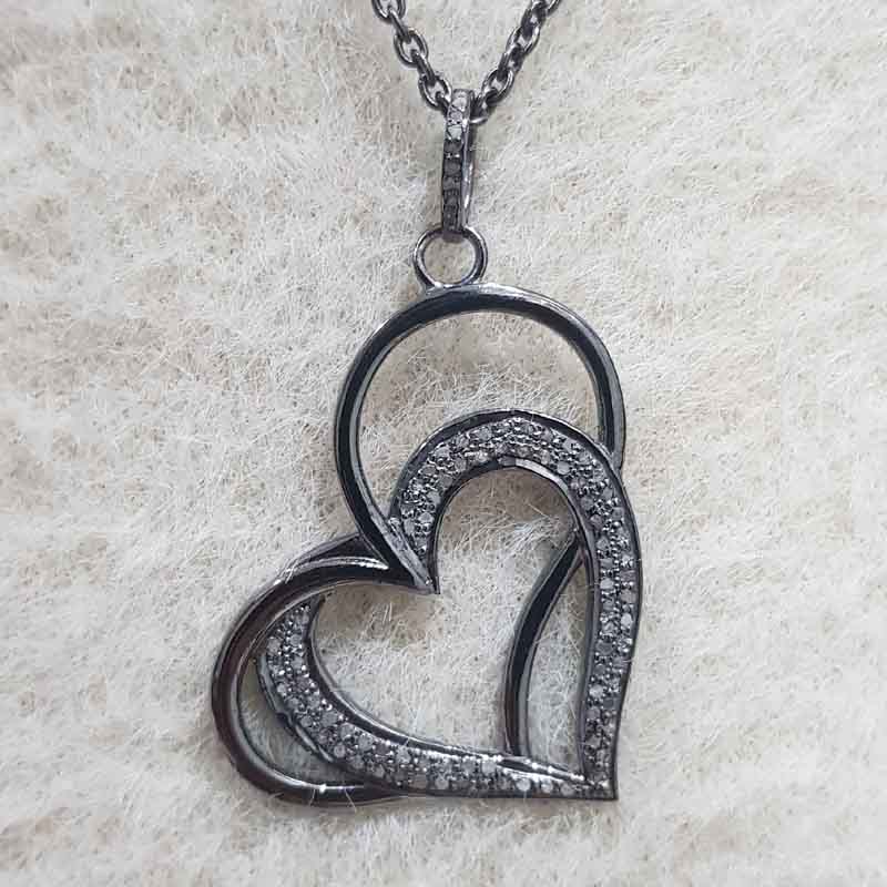 Gorgeous Joined Heart Designer Pendent With Pave Layers