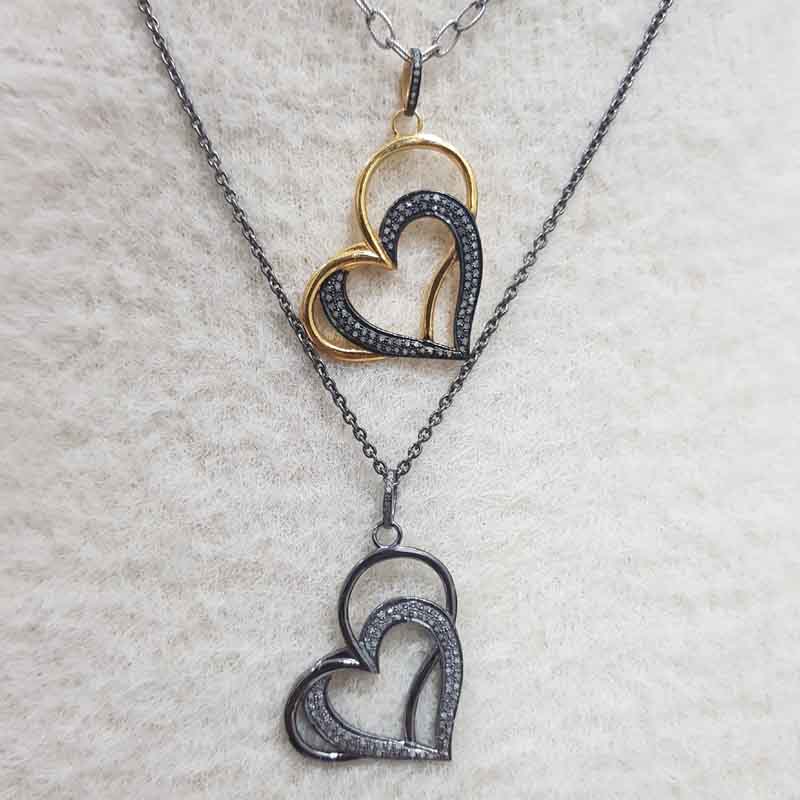 Gorgeous Joined Heart Designer Pendent With Pave Layers