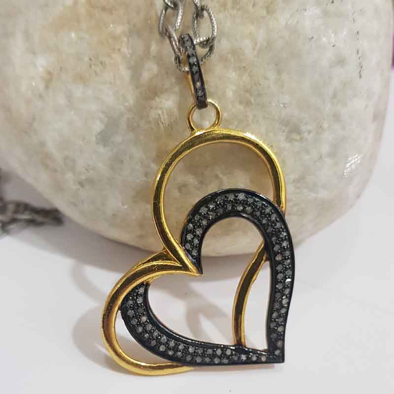 Gorgeous Joined Heart Designer Pendent With Pave Layers