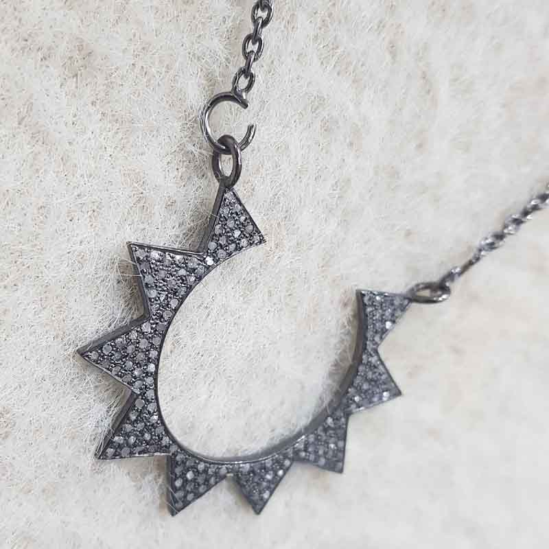 Natural Pave Diamond Necklace Style Sunburst Pave Diamond Pendent