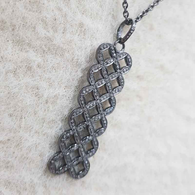 Fancy Designer Pave Diamond 925 Sterling Silver Tag Pendent