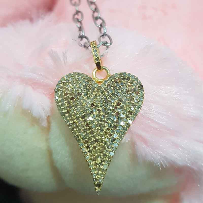 Fully Pave Diamond Setting Yellow Heart Pendent