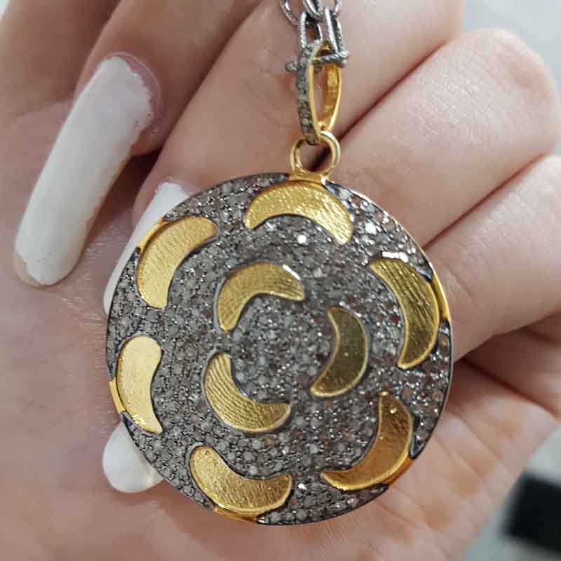 Gorgeous Yellow And Black Fancy Designer Pave Diamond Pendent