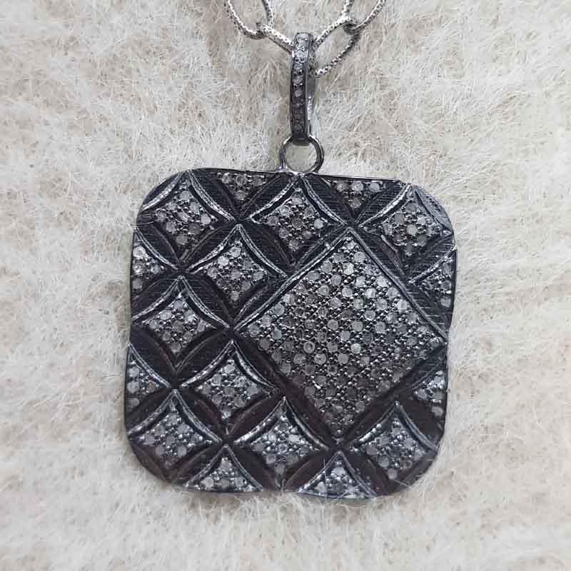 Gorgeous Black Fancy Designer Pave Diamond Pendent