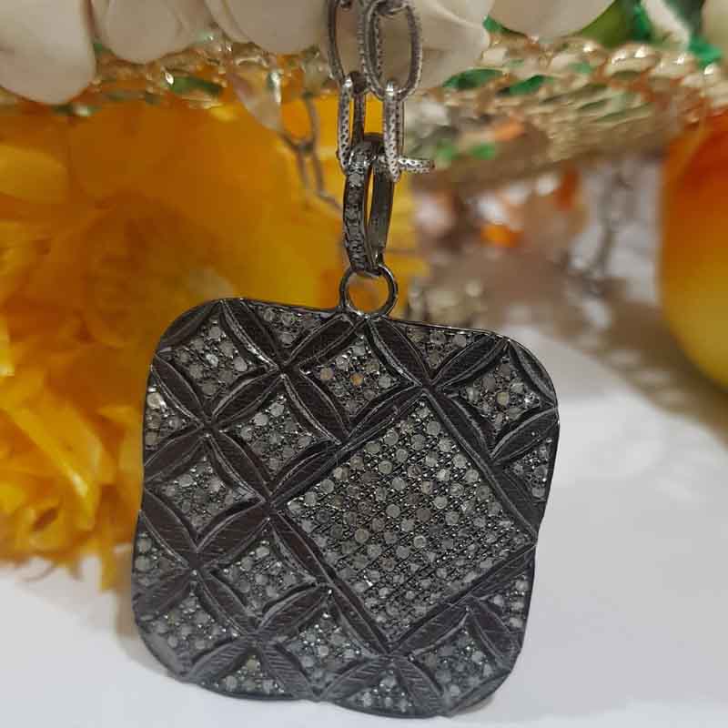 Gorgeous Black Fancy Designer Pave Diamond Pendent