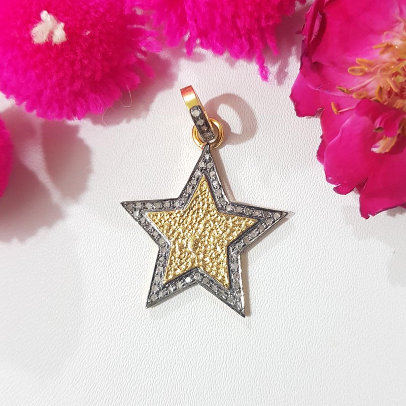 Elegant Fancy Style Handmade Star Pendent With Pave Layer