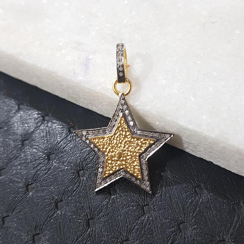 Elegant Fancy Style Handmade Star Pendent With Pave Layer