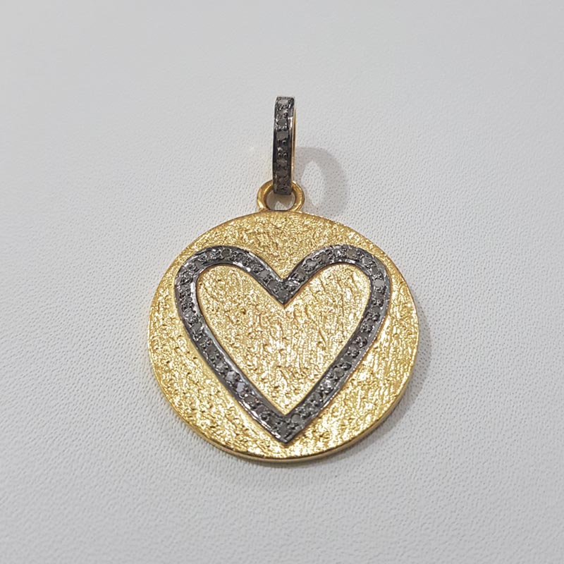 Stylish 925 Sterling Silver Handmade Heart Pendant With Pave Diamond