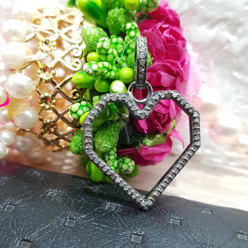 Glamorous Designer Handmade Open Heart Pendant With pave Diamond