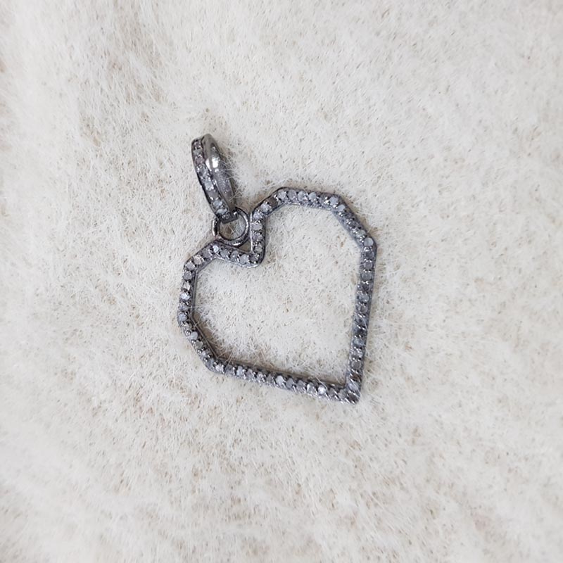 Glamorous Designer Handmade Open Heart Pendant With pave Diamond