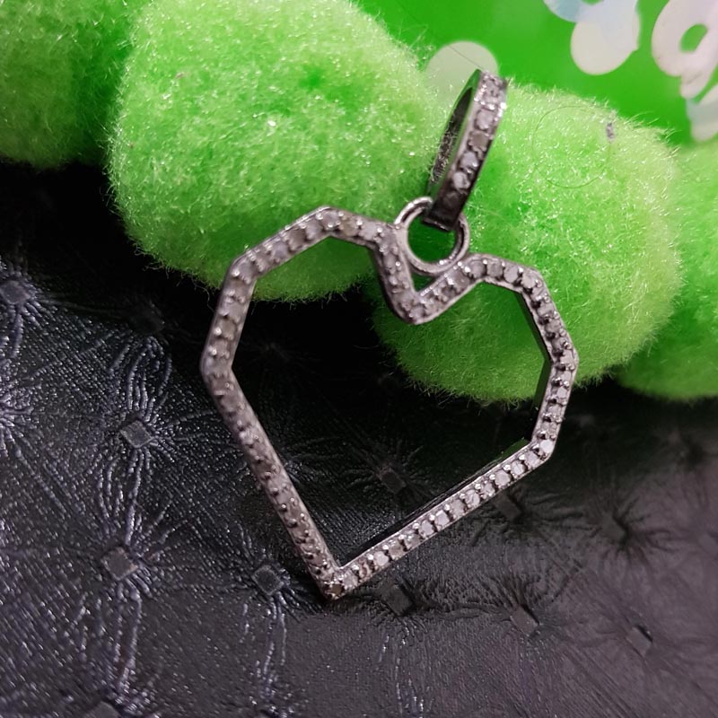 Glamorous Designer Handmade Open Heart Pendant With pave Diamond