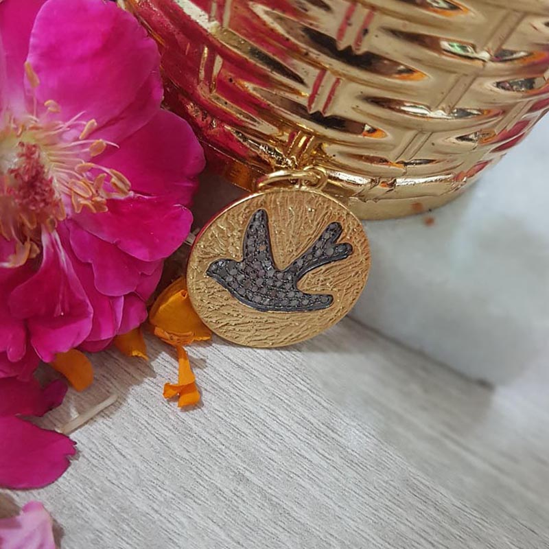 Glamorous Designer Handmade Beautiful Bird Pendant With Pave Diamond