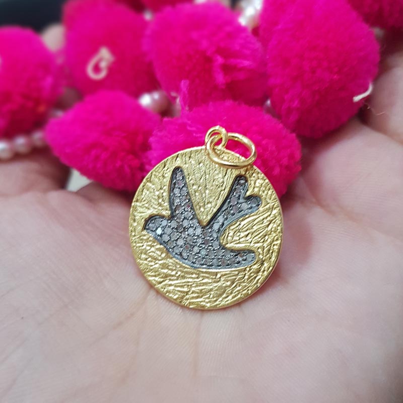 Glamorous Designer Handmade Beautiful Bird Pendant With Pave Diamond