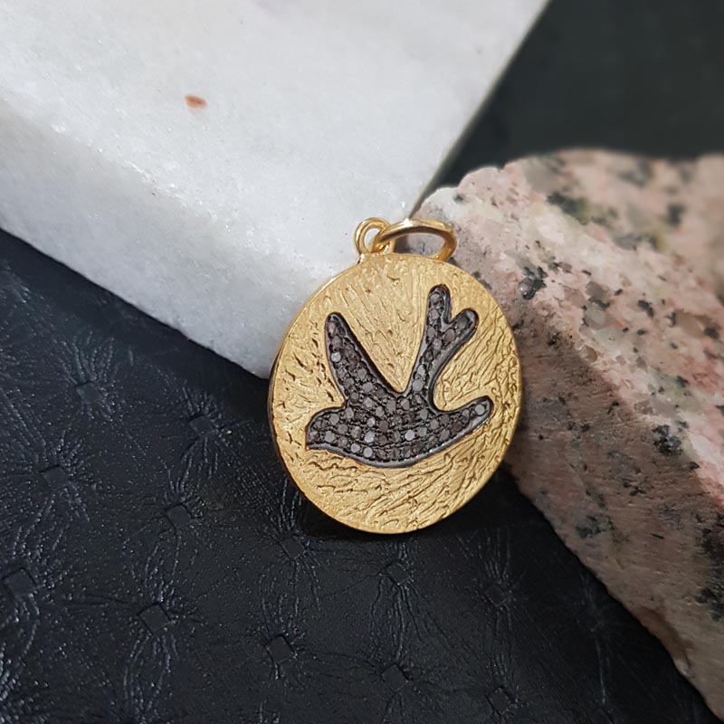 Glamorous Designer Handmade Beautiful Bird Pendant With Pave Diamond