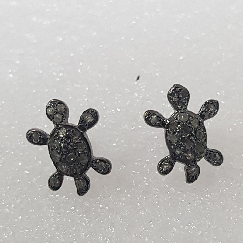 Tortoise Designer Small Glorious Pave Diamond Stud