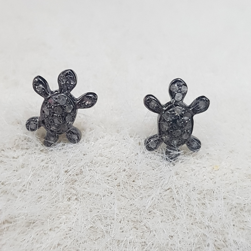 Tortoise Designer Small Glorious Pave Diamond Stud