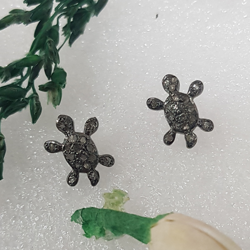 Tortoise Designer Small Glorious Pave Diamond Stud