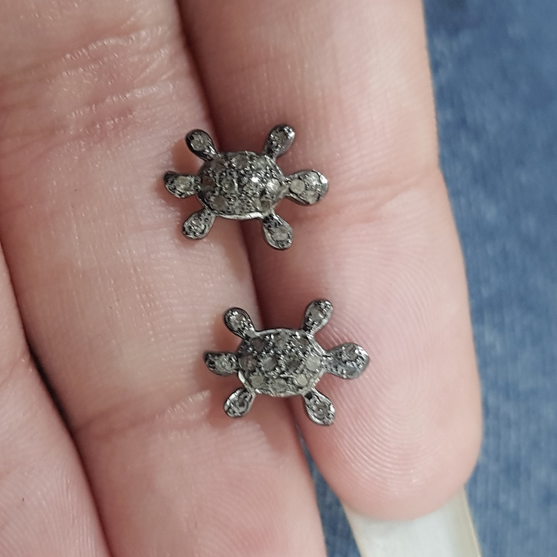 Tortoise Designer Small Glorious Pave Diamond Stud