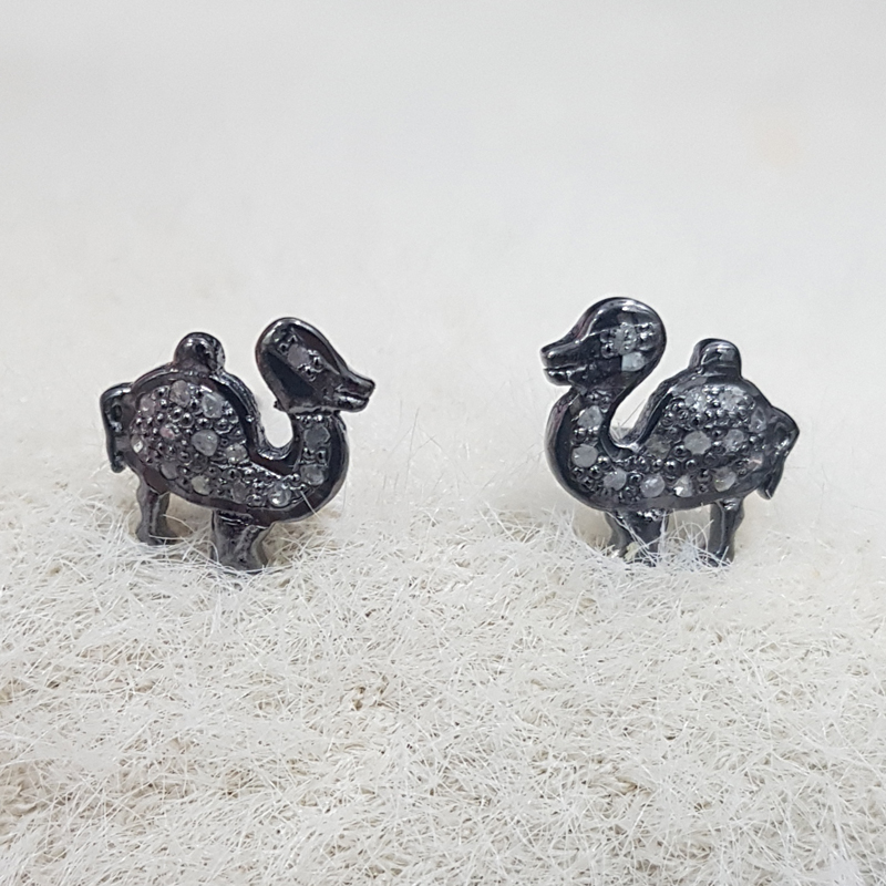 Small Duck Style Pave Diamond Stud