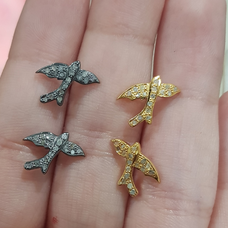 Bird Style Pave Diamond Stud