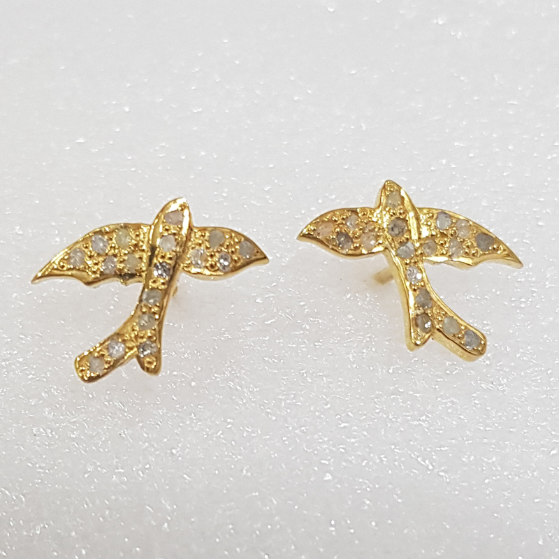 Bird Style Pave Diamond Stud