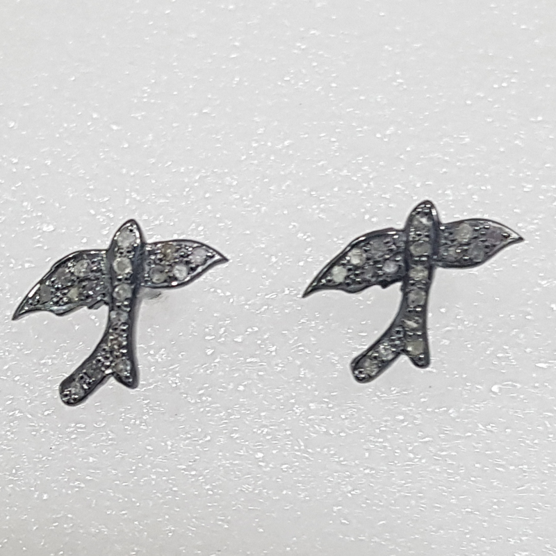 Bird Style Pave Diamond Stud